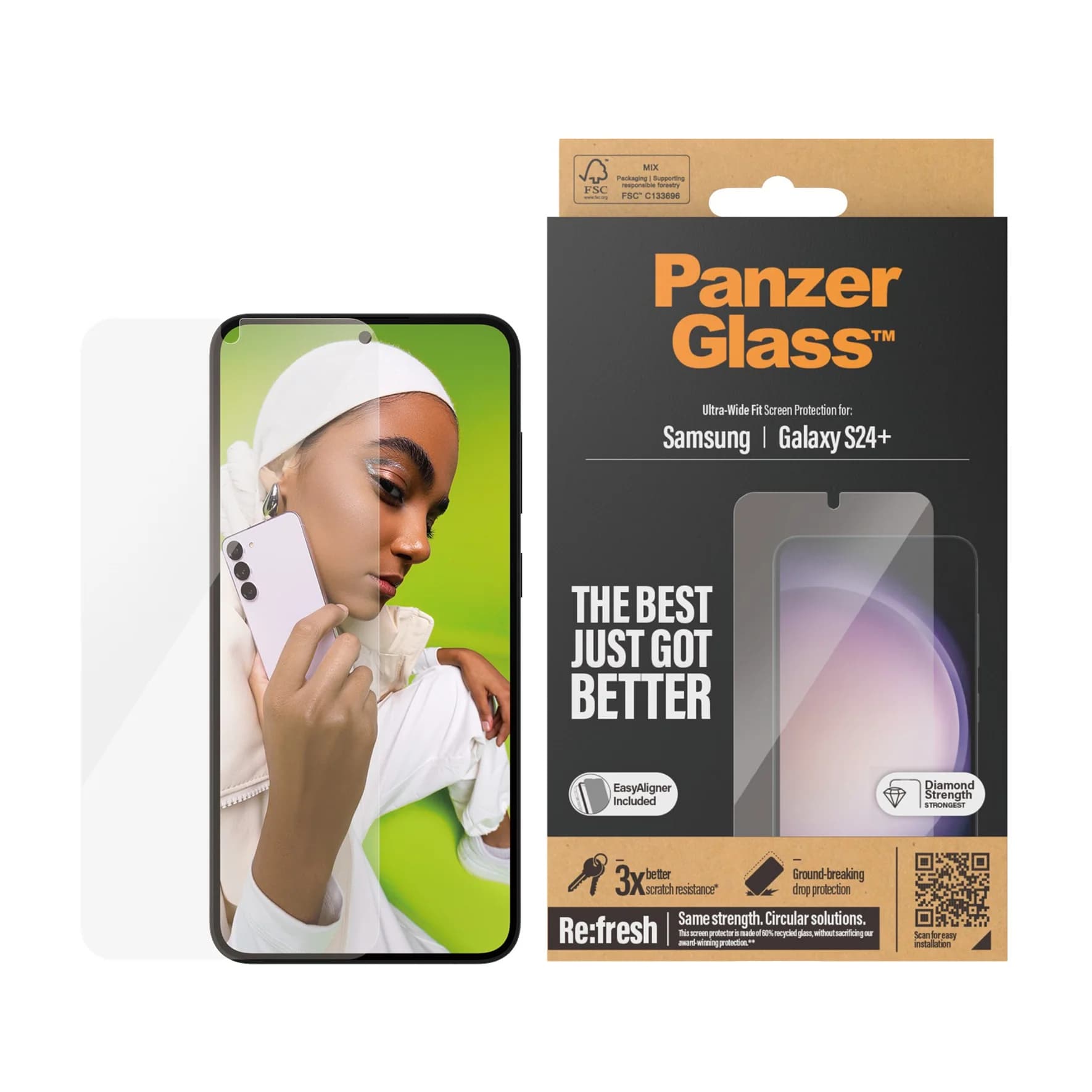 Panzer Screen Protector Glass for Samsung Galaxy S24 Plus Ultra Wide Fit | 7351