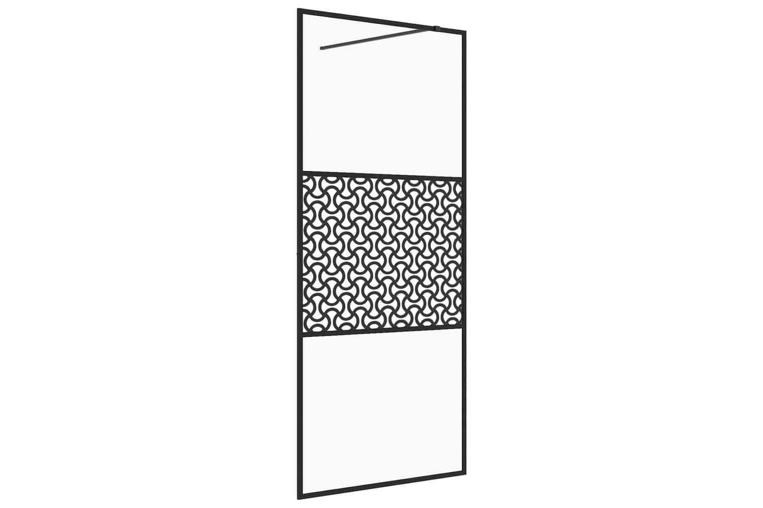 vidaXL 151028 Walk-in Shower Wall With Clear Esg Glass 80x195cm Black