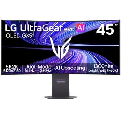 LG UltraGear evo GX9 45GX950B 45" OLED 5K2K 165Hz 0.03ms Curved Gaming Monitor with AI Upscaling