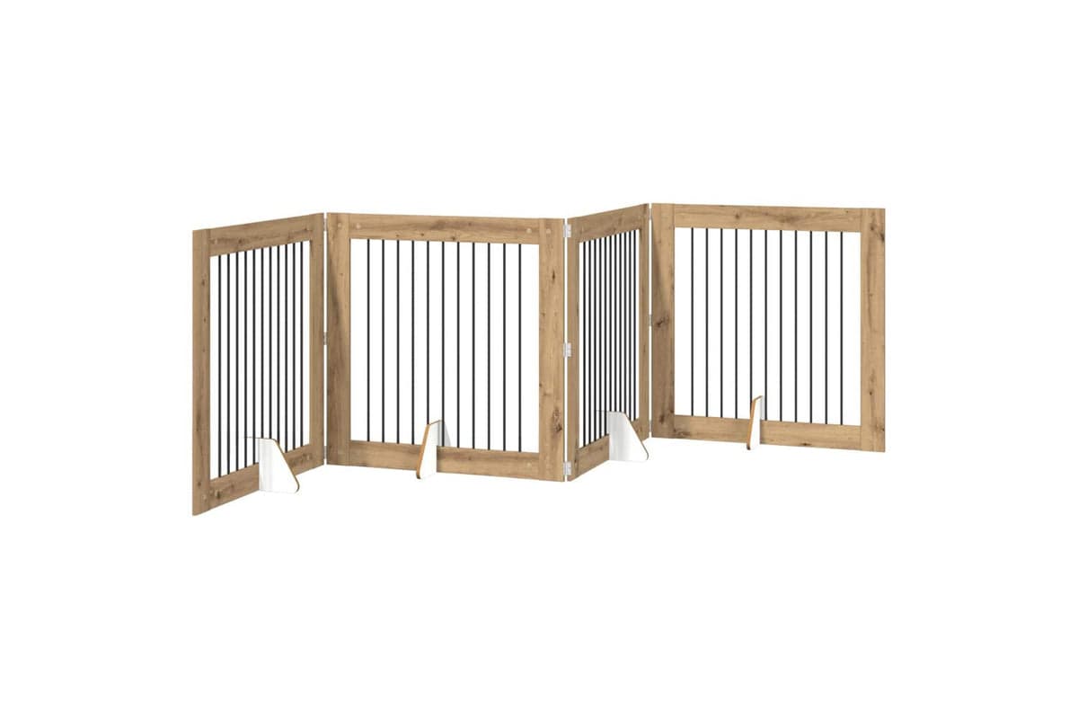 Vidaxl Foldable Dog Gate With Stands 4 Pcs Artisan Oak 401 Cm