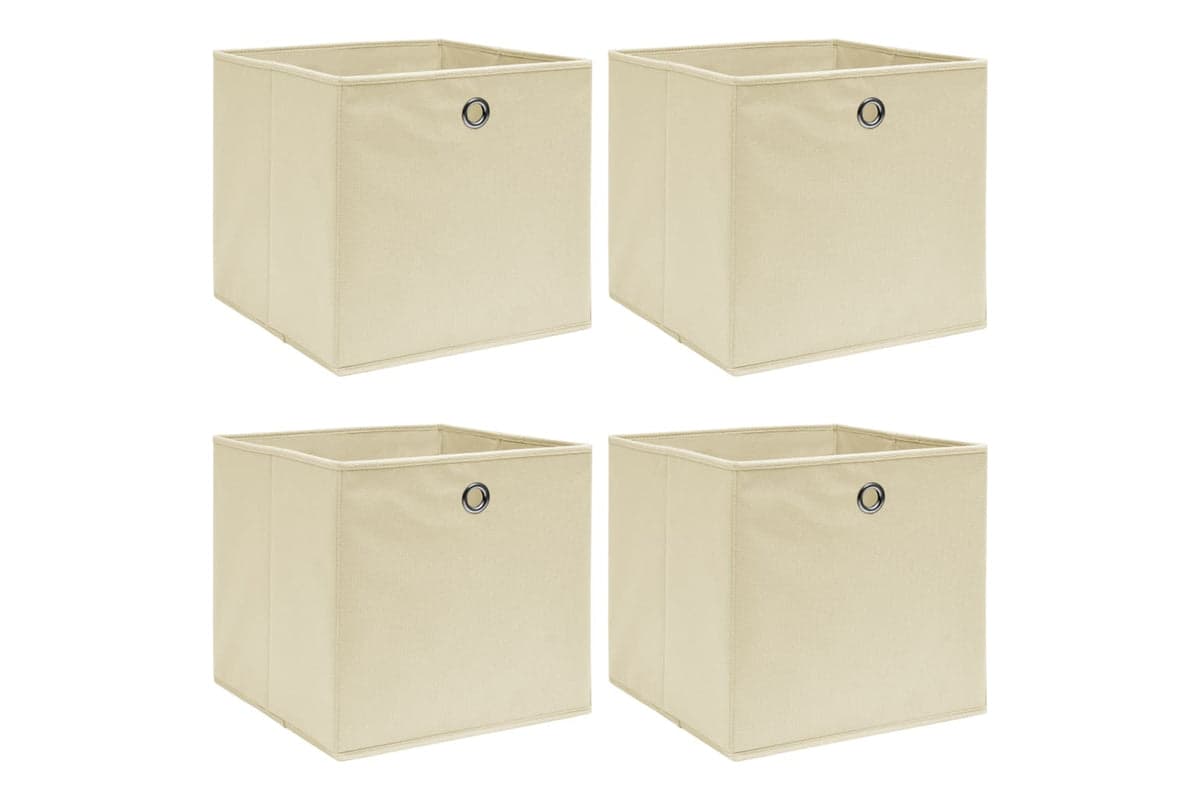 Vidaxl 288357 Storage Boxes 4 Pcs Cream 32x32x32 Cm Fabric