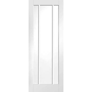 Internal White Primed Glazed 3-Panel Door with Clear Glass - Worcester - XL Joinery
