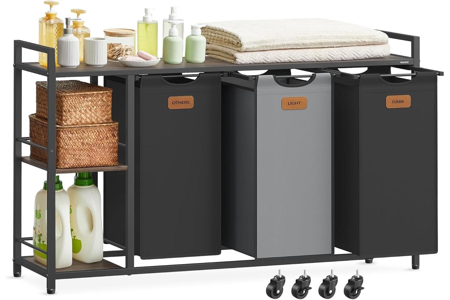 Laundry Basket | Laundry Hamper | Particleboard, Steel, Oxford Fabric | 117 X 33 X 80.5 Cm