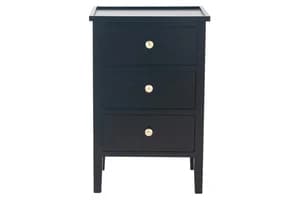 Satin Bedside Locker | 3 Drawer | Black