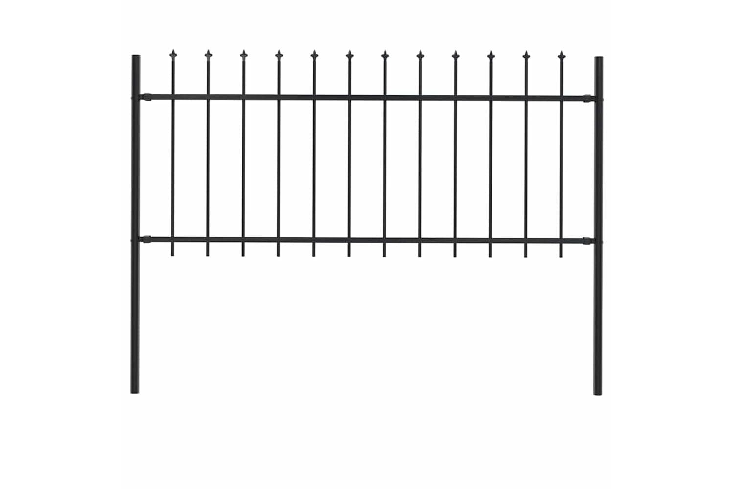 Vidaxl Garden Fence With Spear Top Steel 1.8 M Black