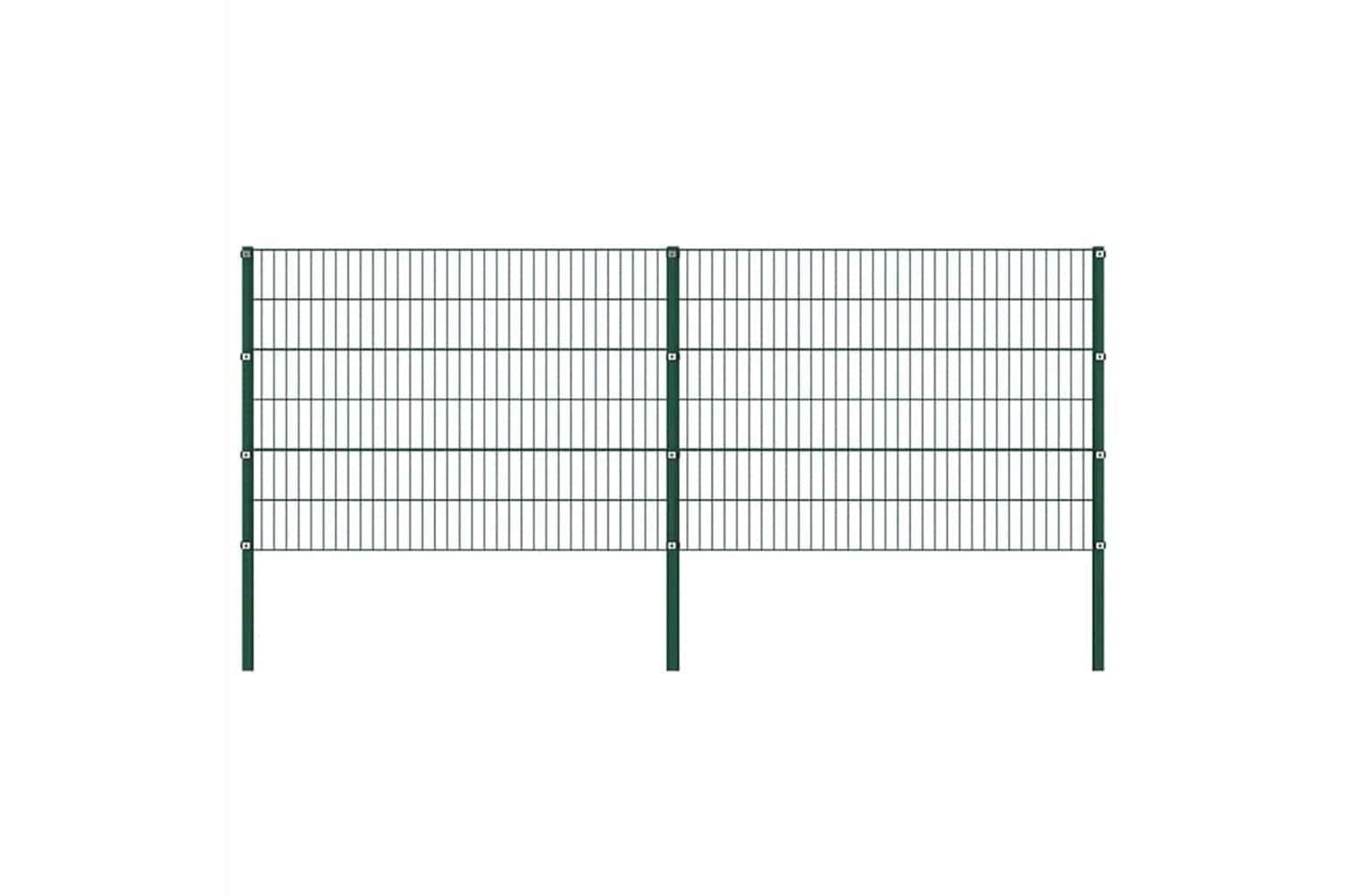Vidaxl 278662 Fence Panel With Posts Iron 3.4x1.2 M Green
