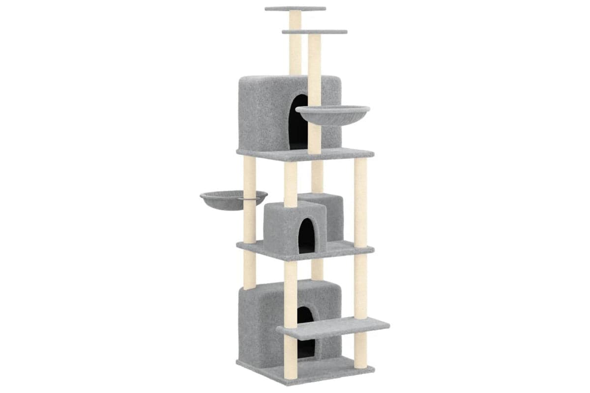 Cat Tree With Sisal Scratching Posts Light Grey 180 Cm