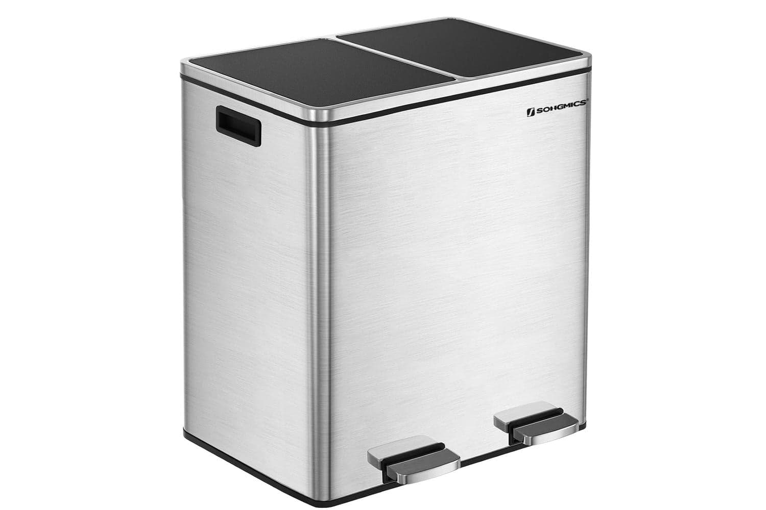 Songmics Stainless Steel 16 Gallon Trash Can | Silver