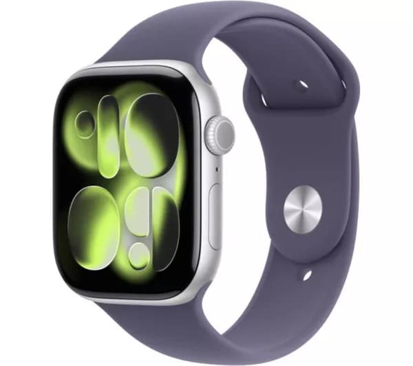 APPLE Watch Series 11 - 46 mm Silver Aluminium Case with Purple Fog Sport Band, S/M