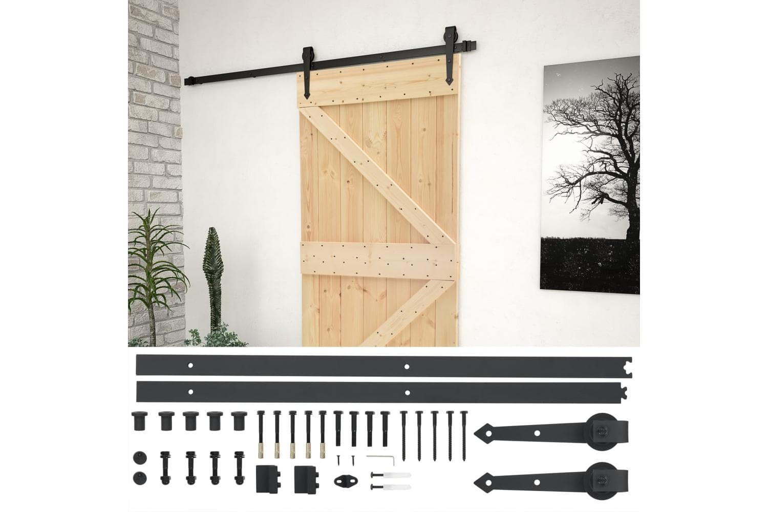vidaXL 3057485 Sliding Door With Hardware Set 80x210cm Solid Pine Wood