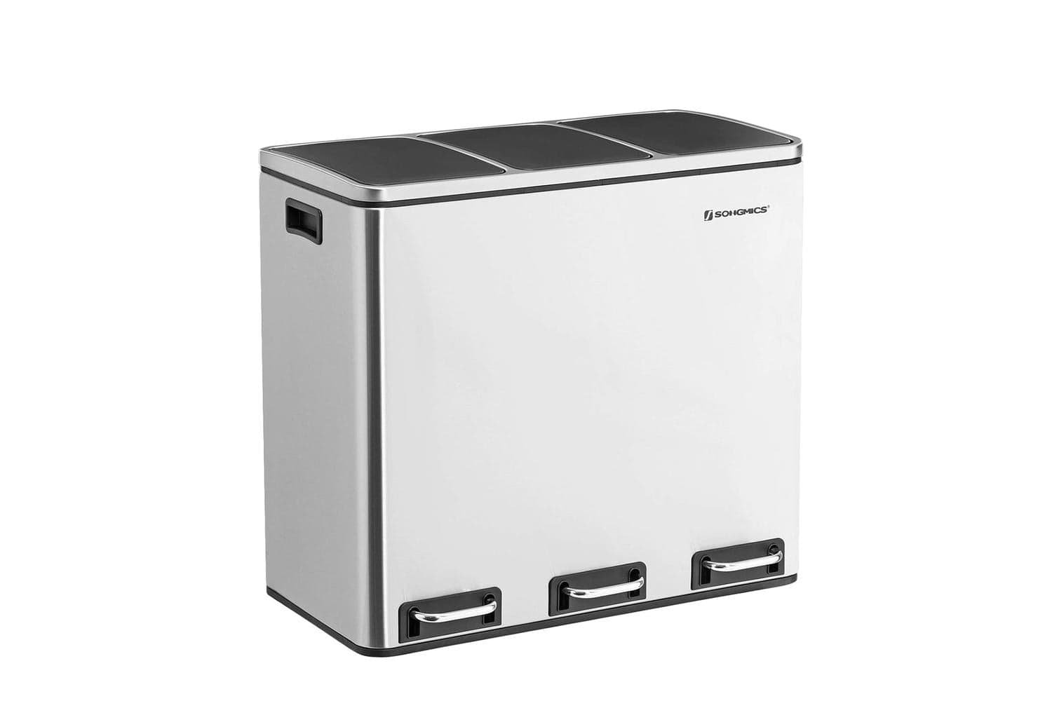 Songmics Triple Trash Can | Silver
