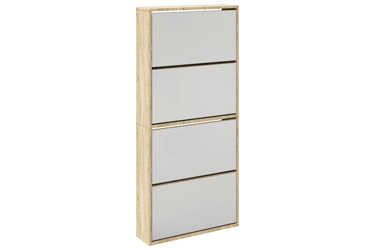 vidaXL 273935 Shoe Cabinet 4-layer Mirror Oak 63x17x134cm