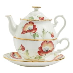Poppy Tea for One Teapot, Cup & Saucer Three-Piece Set