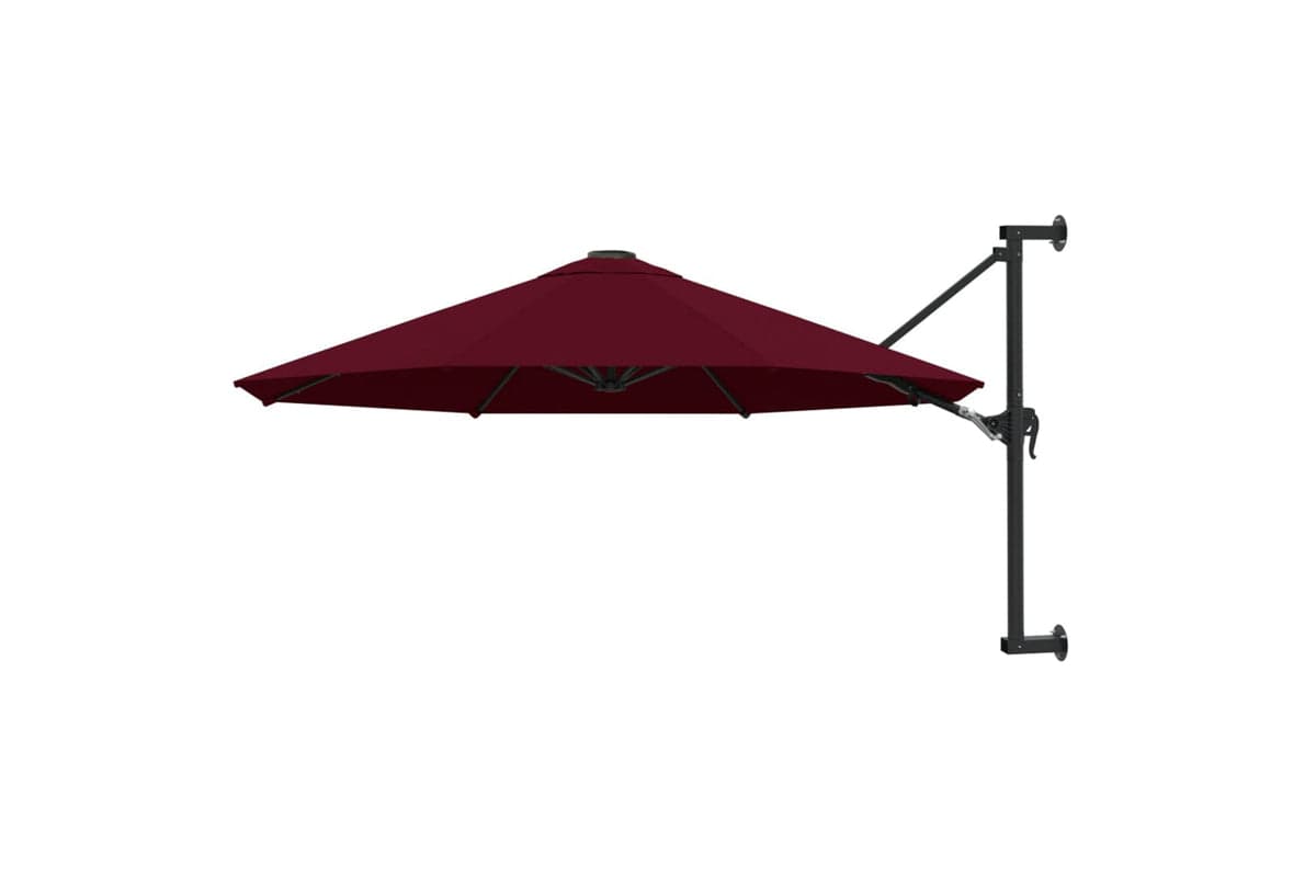 vidaXL Wall-mounted Parasol With Metal Pole 300cm Burgundy