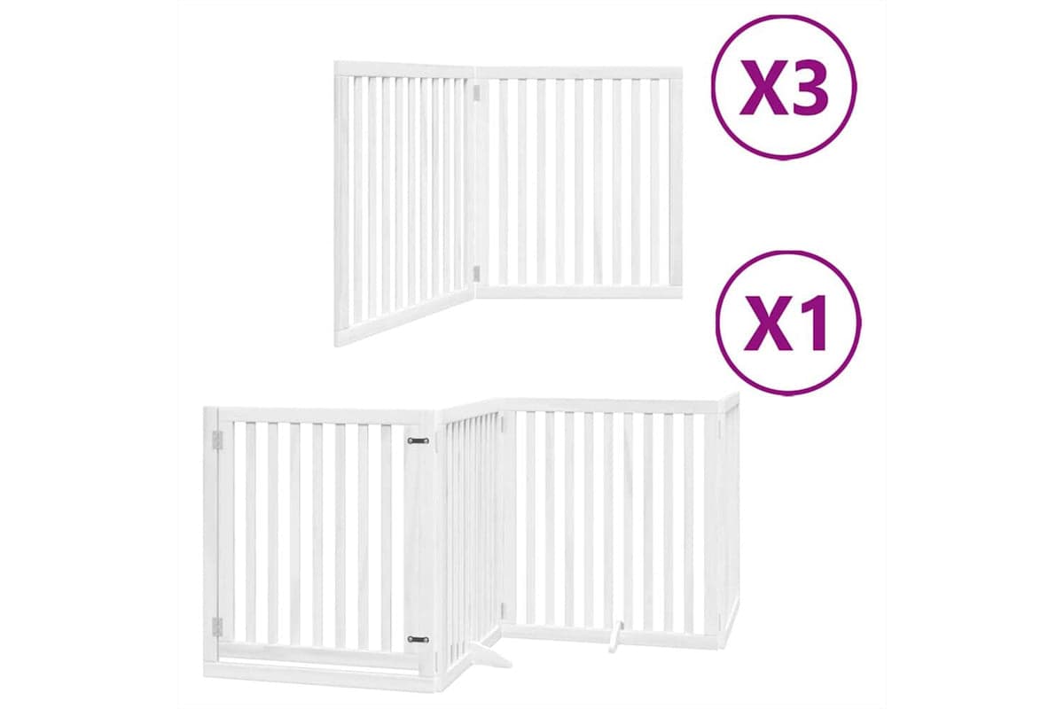 Vidaxl Dog Gate With Door Foldable 10 Panels White 800 Cm Poplar Wood