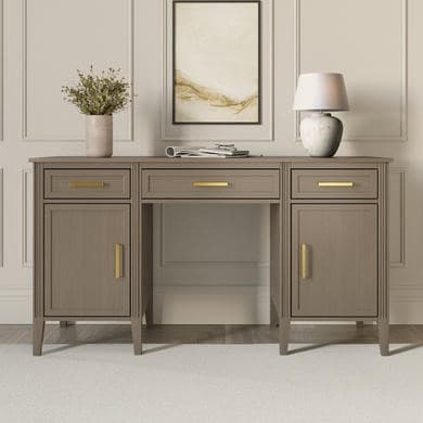 Dark Wood Office Desk with Drawers - Delilah