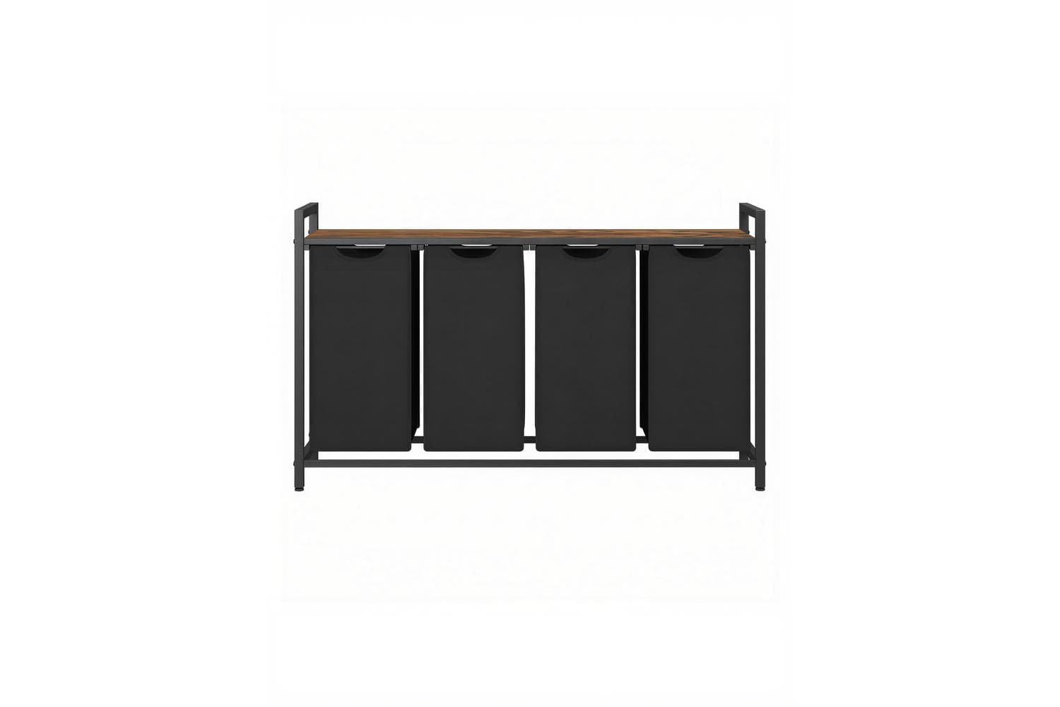 Laundry Hamper With 4 Removable Bags | Metal Frame | 160l | Black And Brown