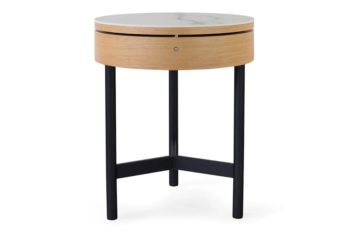 Heather Side Table | Stone Top | Natural