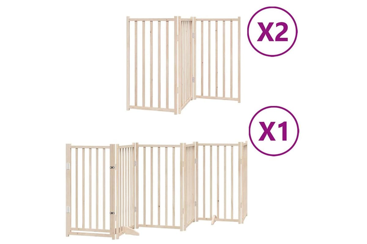 Vidaxl Dog Gate With Door Foldable 12 Panels 600 Cm Poplar Wood