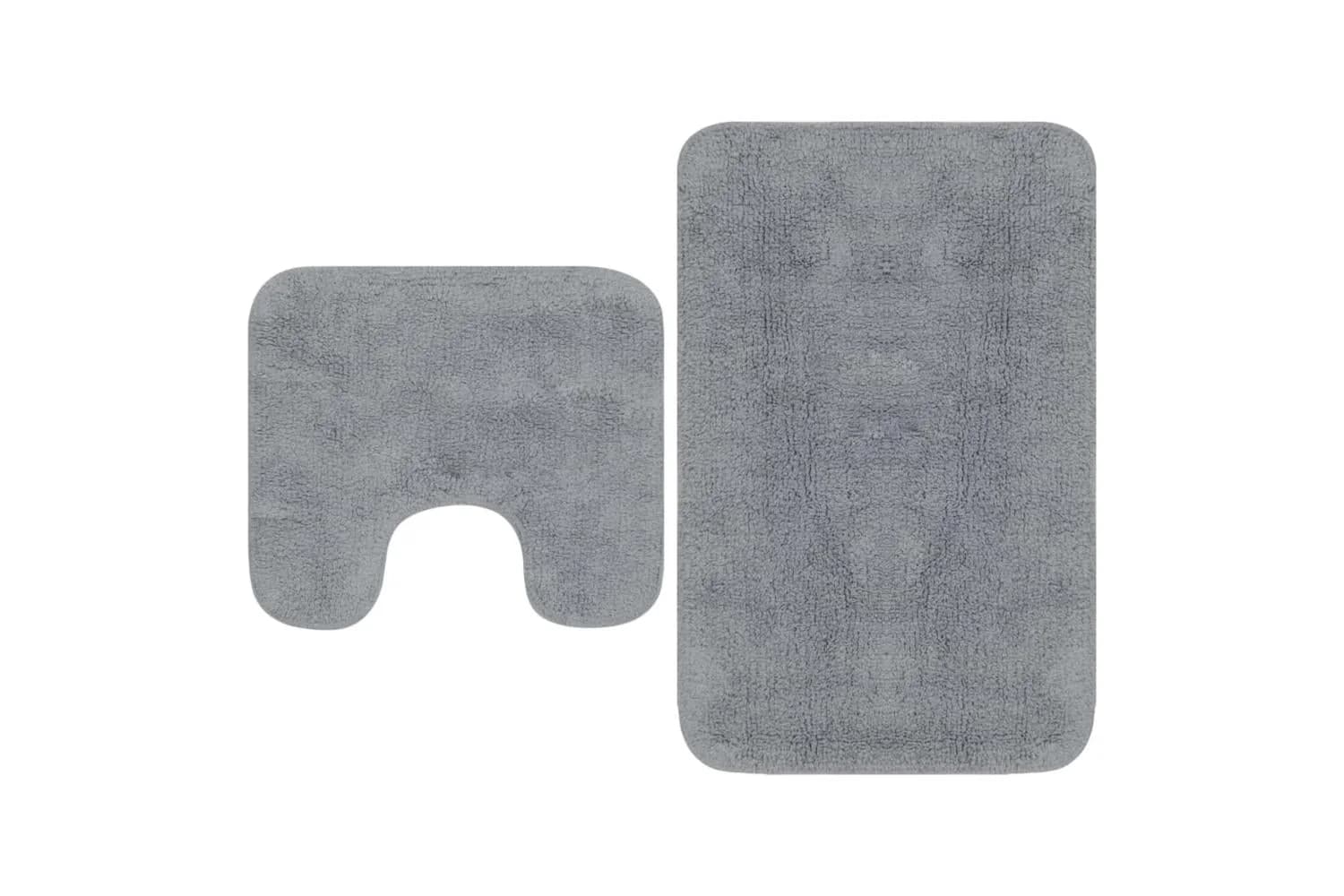 Bathroom Mat Set 2 Pieces Fabric Grey