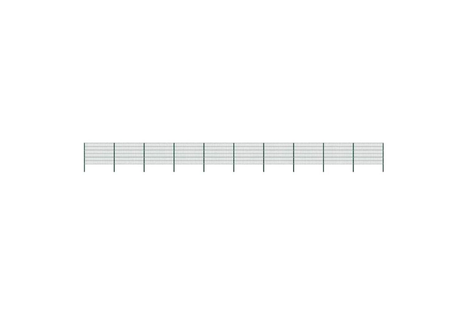 Vidaxl 278670 Fence Panel With Posts Iron 17x1.2 M Green