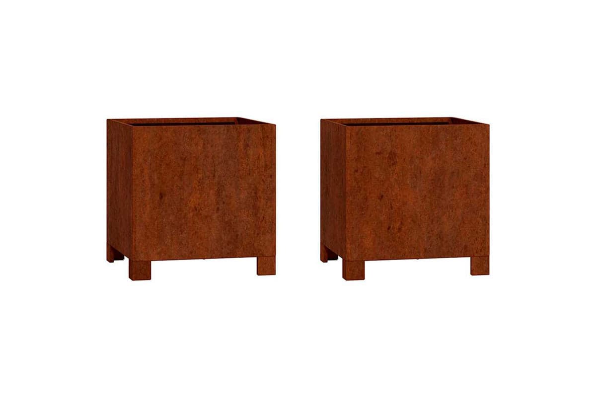vidaXL 823679 Planters With Legs 2 Pcs Rusty 32x30x33cm Corten Steel