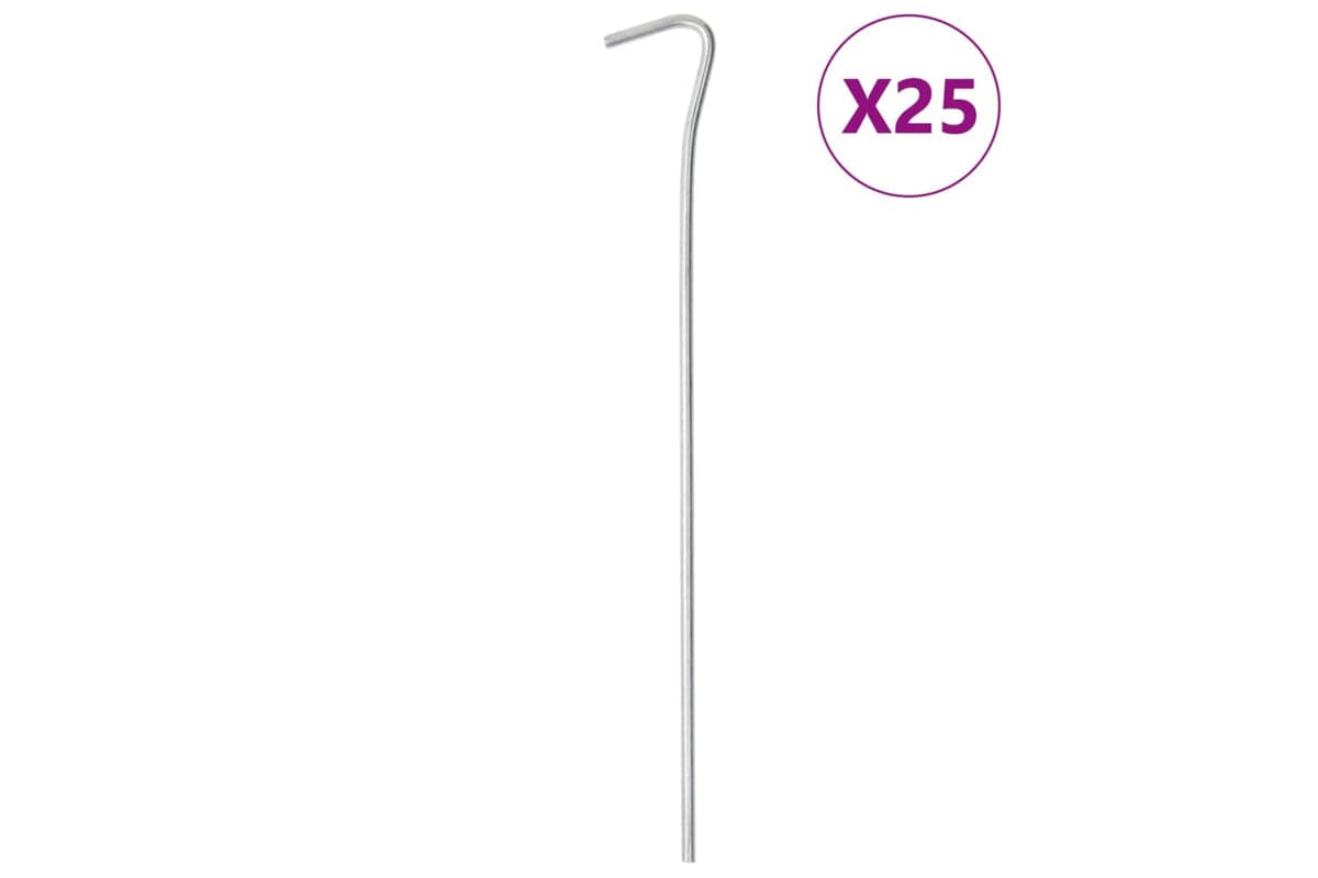 vidaXL 4009331 Tent Pegs 25 Pcs 23cm x 4mm Galvanised Steel