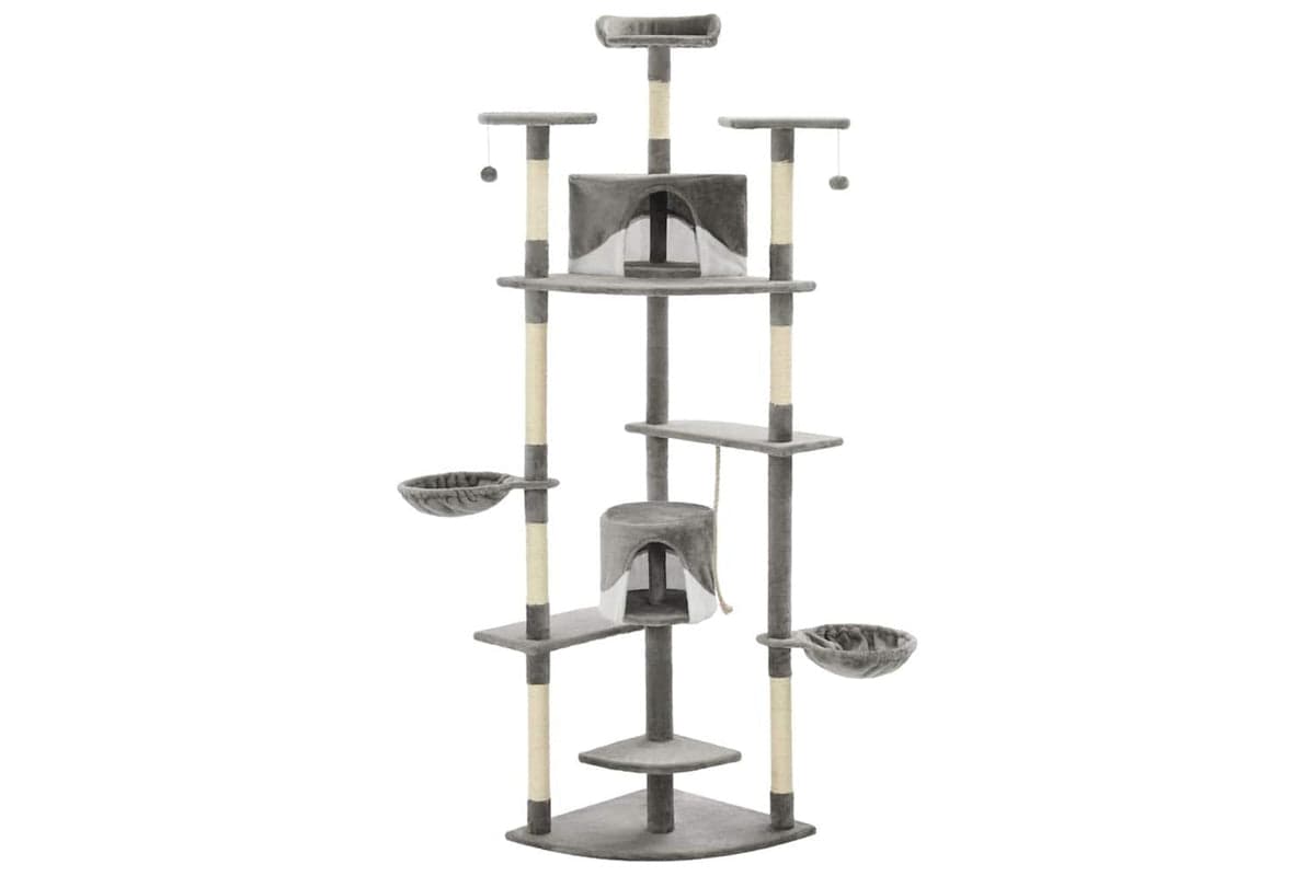 Cat Tree With Sisal Scratching Posts 203 Cm Grey And White