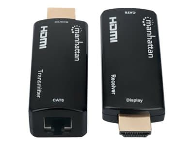 MANHATTAN - 1080p@60Hz Compact HDMI over Ethernet Extender Kit, Extends Distances of Signal up to 60m with a Single Cat6 Ethernet Cable, Transmitter and Receiver included, Power over Cable, Ultra Slim Design, Three Year Warranty,