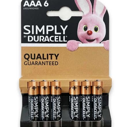 Duracell Simply AAA Battery - Pack of 6 | 2400B6