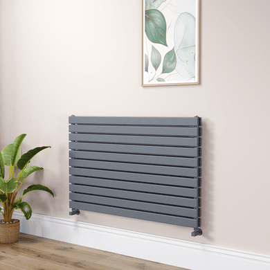 Riace Linea Dark Grey Anthracite Flat Designer Radiator 770x1200mm Double Panel 5358 BTU - Horizontal Bars