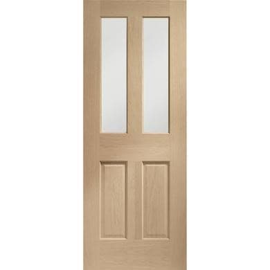 Internal Oak Victorian 4-Panel Glazed Door with Clear Bevelled Glass - Pre-Finished - Victoria - XL Joinery
