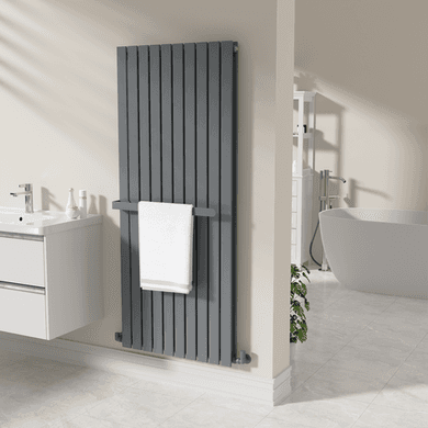 Anthracite Designer Wall-Mounted Towel Holder for Steel & Electric Radiators - 620mm