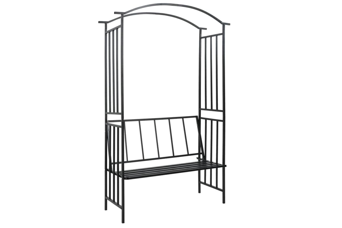 vidaXL 47093 Garden Arch With Bench Black 128x50x207cm Iron