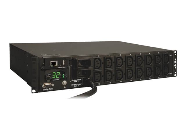 EATON - 7.4kW Single-Phase Switched PDU, LX Interface, 230V Outlets (16-C13), IEC-309 Blue 230V 32A, 3.6m Cord, 2U Rack-Mount, TAA - Horizontal rackmount - power distribution unit (rack-mountable) - 32 A - AC 230 V - 7.4 kW - Ethernet 10/100 - input: IEC 60