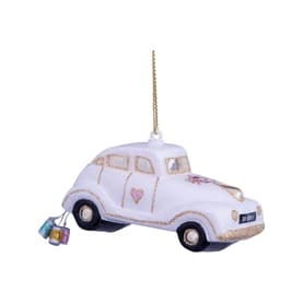Wedding Car with "Just Married" Text Glass Tree Decoration 5cm