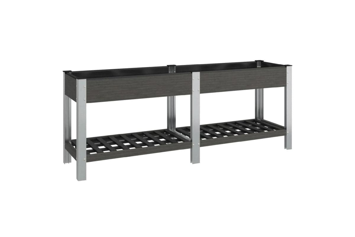 vidaXL 362573 Garden Raised Bed With Shelf Grey 200x50x75cm Wpc