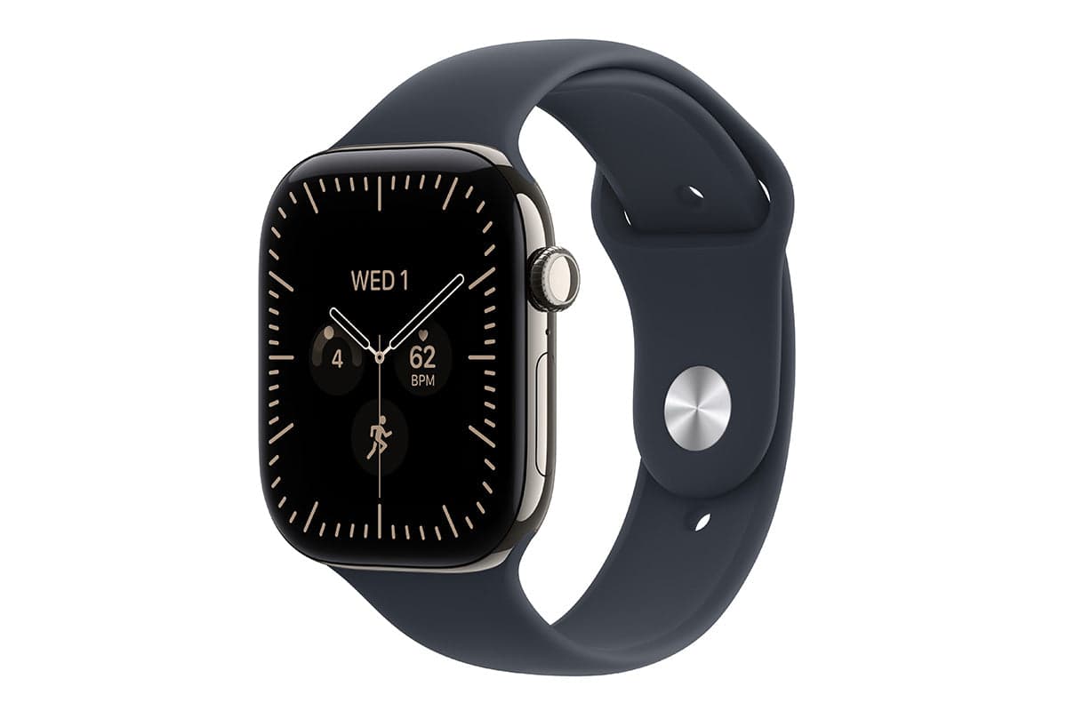 Apple Watch Series 12 | GPS + Cellular | 42mm | Natural Titanium | Navy Blue Sport Band | S/M