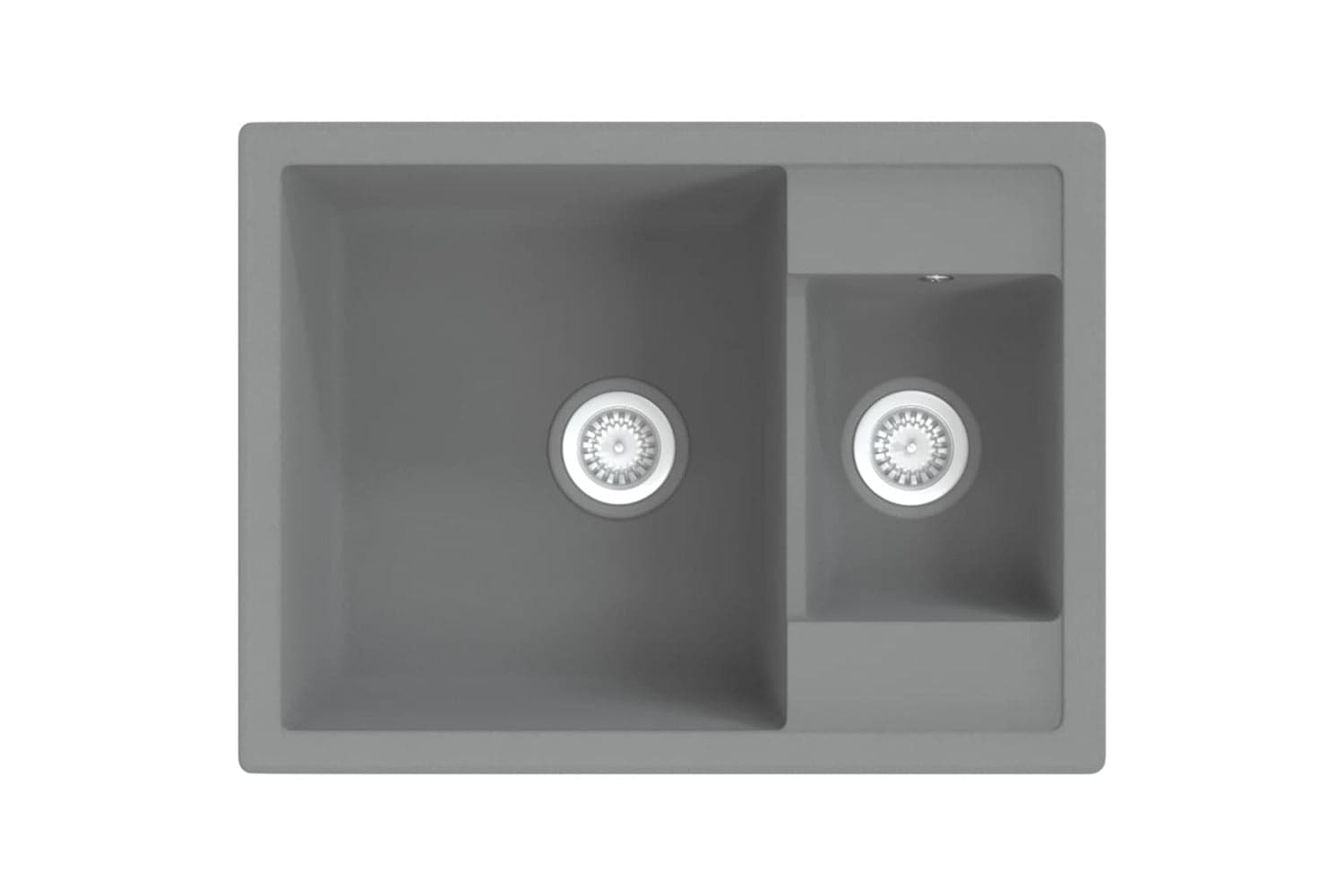 Vidaxl Kitchen Sink With Overflow Hole Double Basins Grey Granite