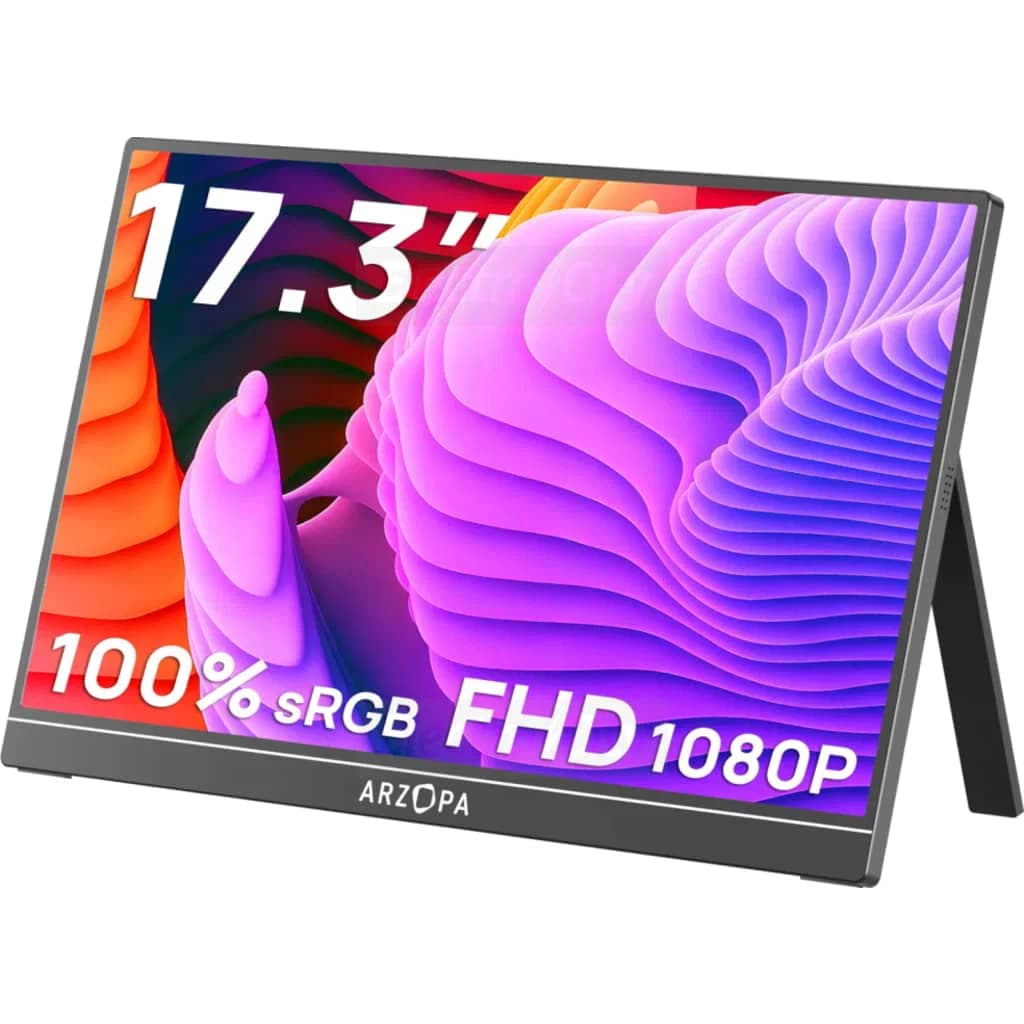 Arzopa Series A 17.3 Inch Full HD Portable Monitor with Built-in Speakers | Black