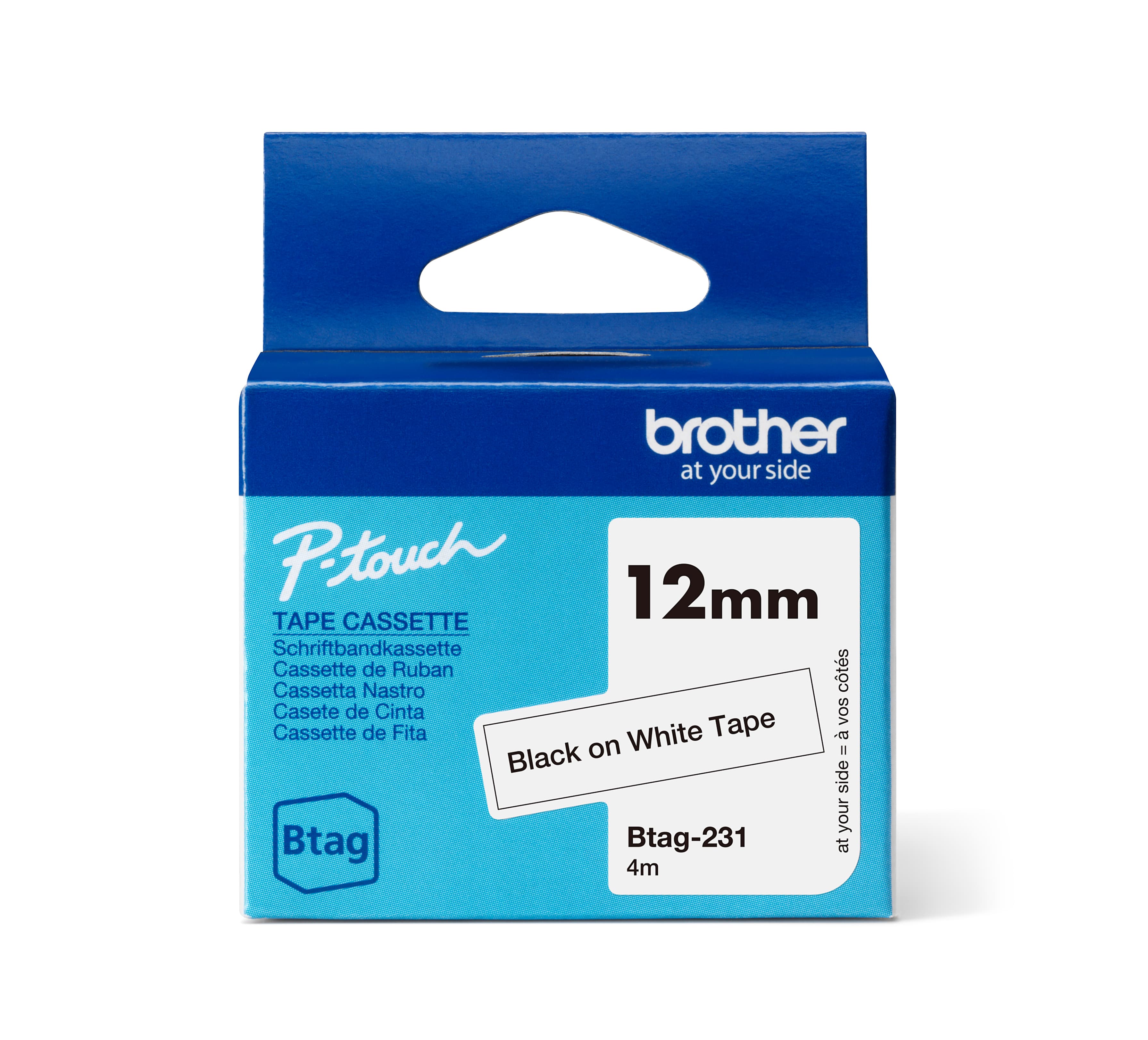 BROTHER Btag231 12mm Black On White Tape - Btag...