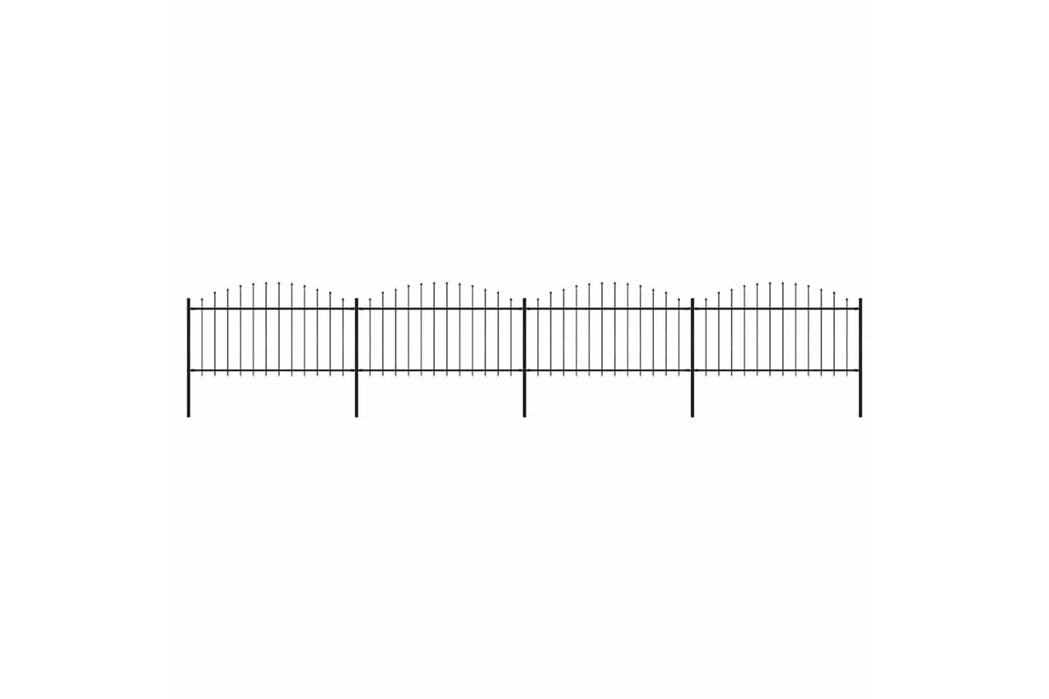 Vidaxl 277733 Garden Fence With Spear Top Steel (1.25-1.5)x6.8 M Black