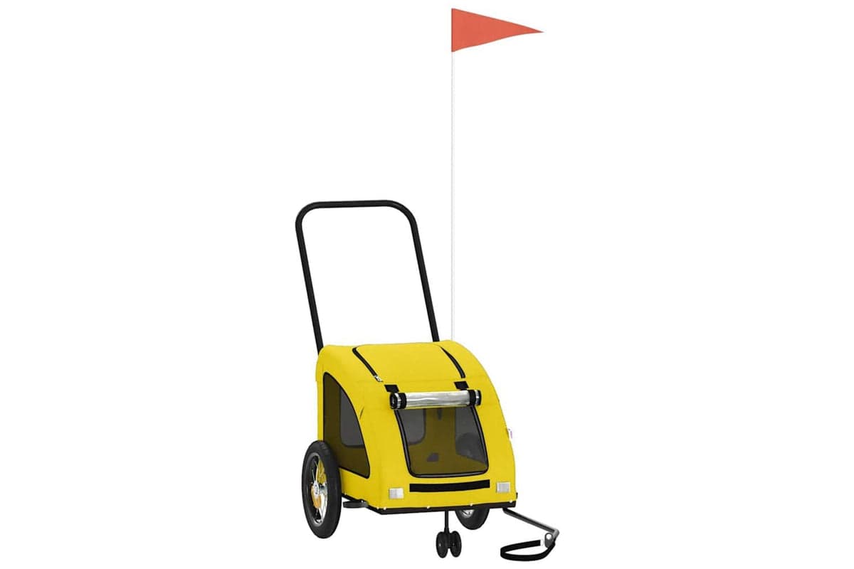 Vidaxl Pet Bike Trailer Yellow Oxford Fabric And Iron