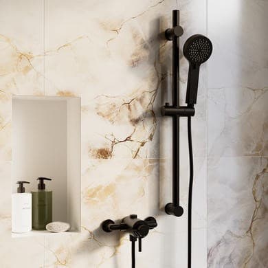 Black 1 Outlet Thermostatic Shower Set with Exposed Valve - Volta