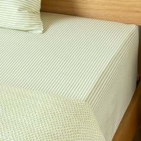 180 Thread Count Green Ticking Fitted Sheet