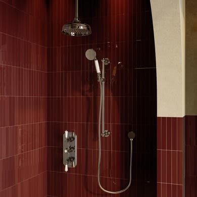 Chrome 2 Outlet Ceiling Mounted Thermostatic Mixer Shower Set with Hand Shower - Cambridge