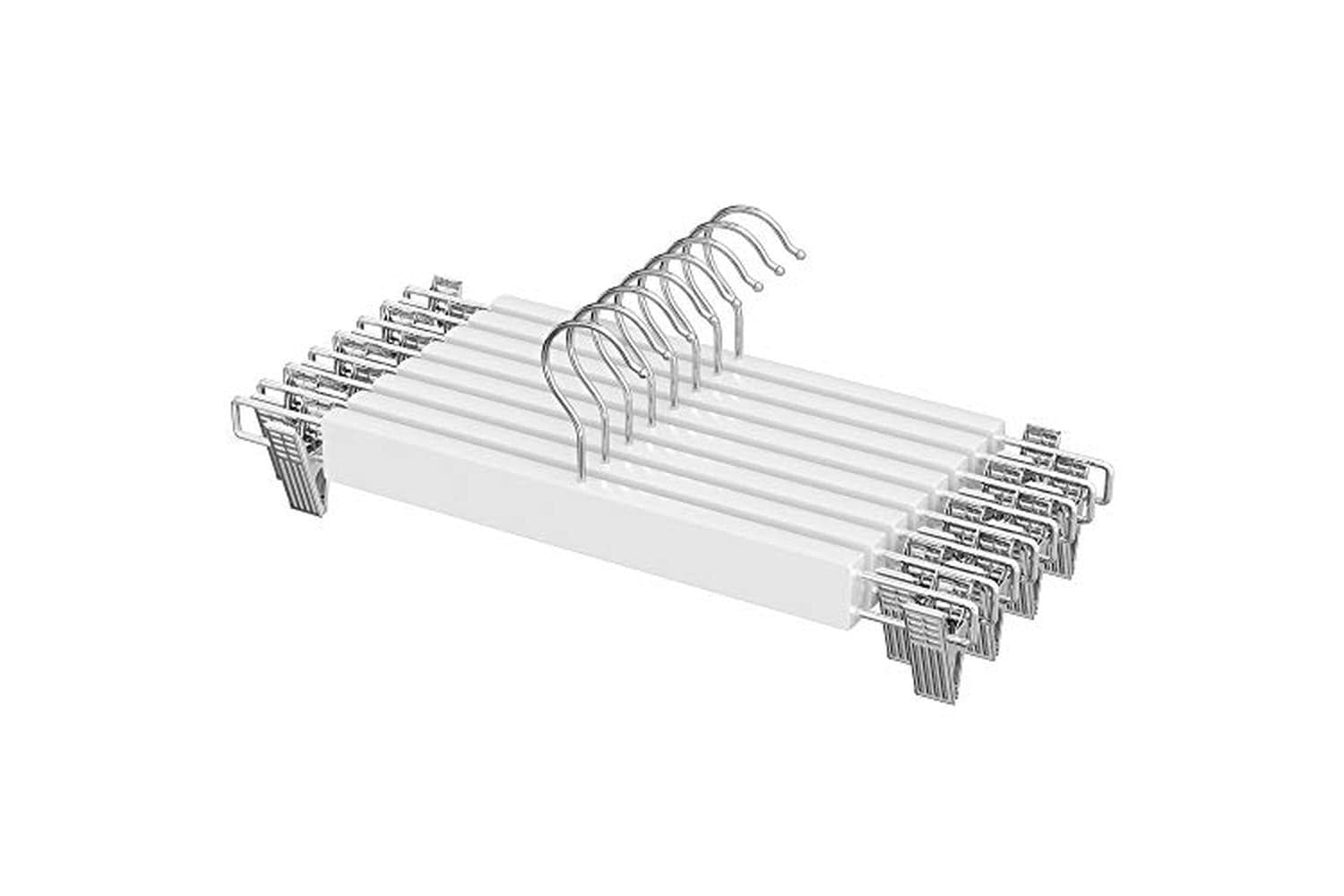 Songmics Trousers Hanger Set | Wooden Skirt Hanger | White | Set Of 8