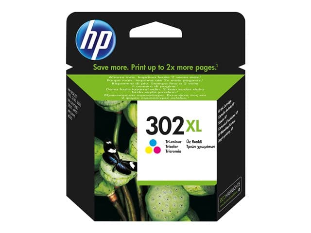 HP - 302XL - F6U67AE - 1 x Yellow,1 x Cyan,1 x Magenta - Ink cartridge - High Yield - For Officejet 3830