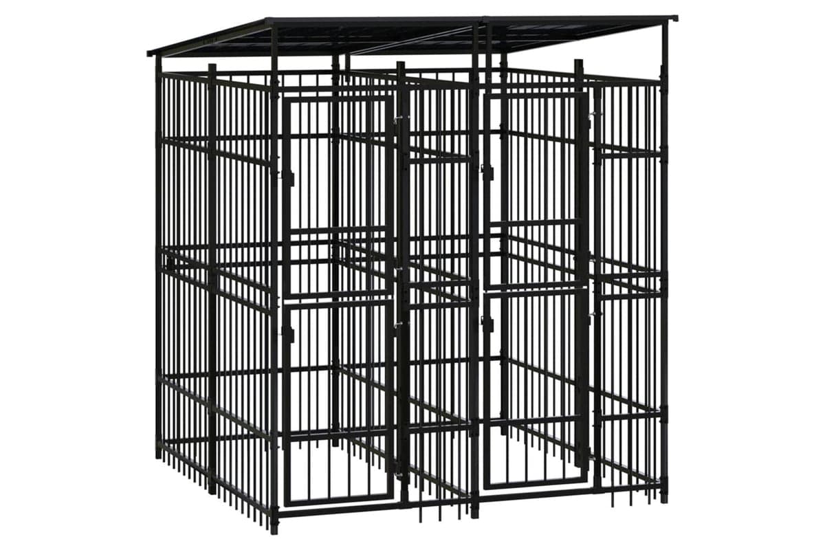Vidaxl Outdoor Dog Kennel With Roof Steel 369 M