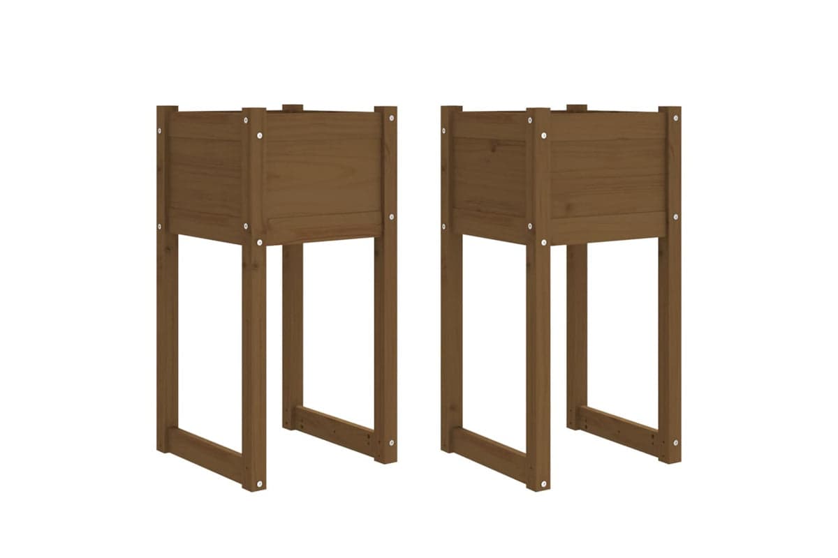 vidaXL 822129 Planters 2 Pcs Honey Brown 40x40x81cm Solid Wood Pine
